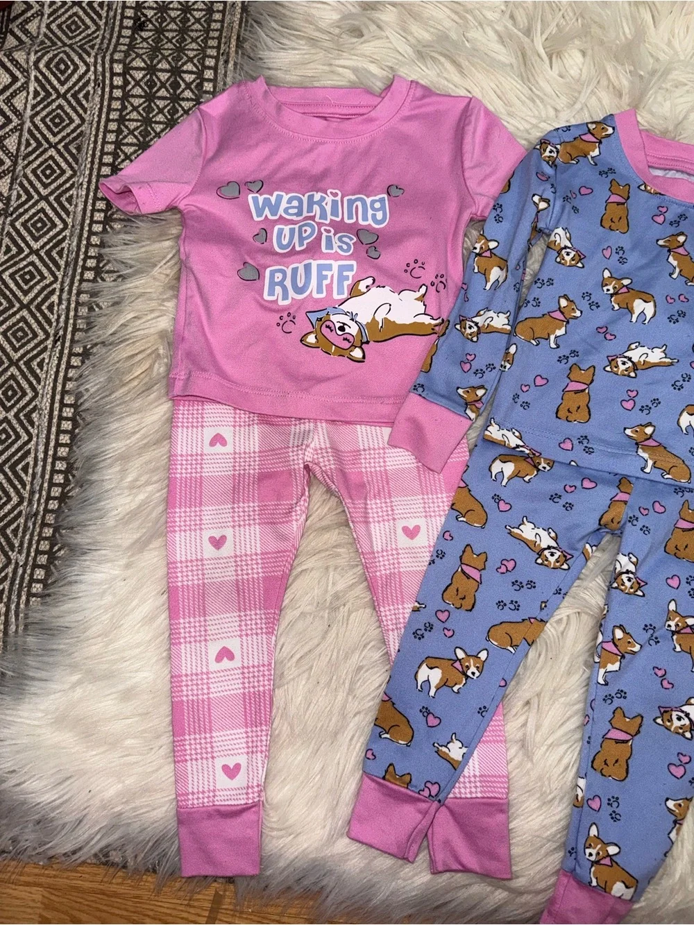 Penelope Mack Kids Two-Piece Pajama Sets- Pink & Blue Puppy Print Dog 12M